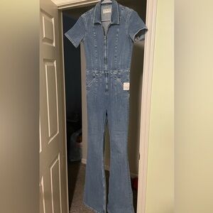Free People We the Free Jayde Flare Denim Jumpsuit